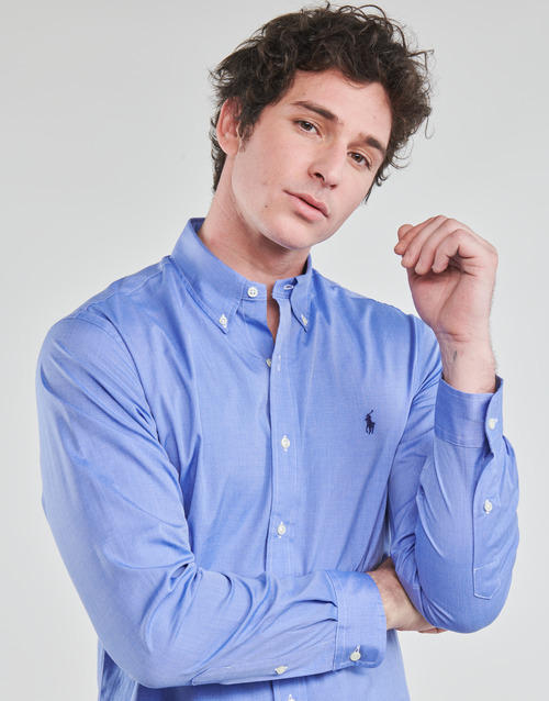 Polo Ralph Lauren - CHEMISE AJUSTEE EN POPLINE DE COTON COL BOUTONNELOGO PONY PLAY Azul
