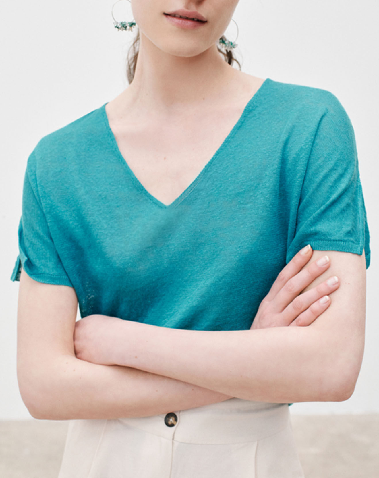 Caroll T-Shirt 100% Lin Milane turquoise