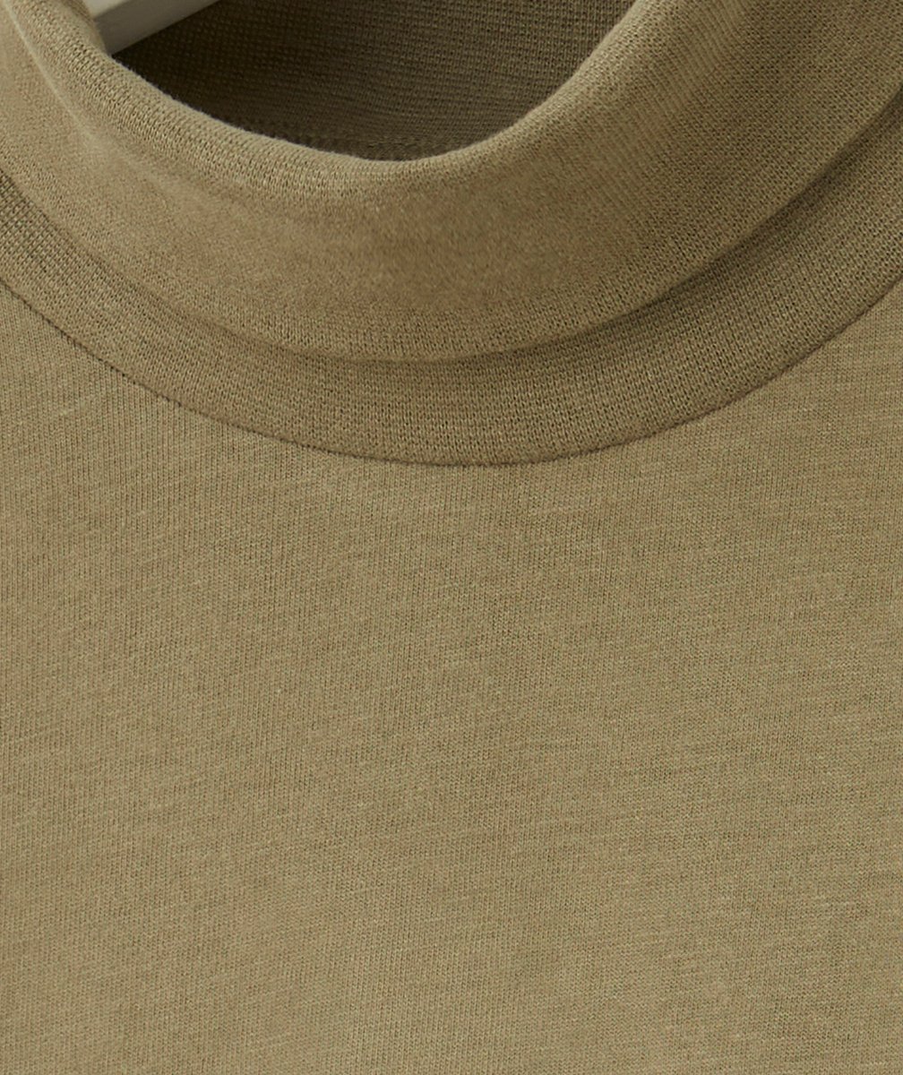 SOUS-PULL GARÇON EN COTON KAKI COL ROULÉ