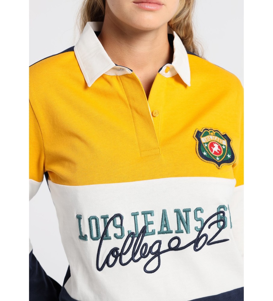 Lois Polo azul marinho, branco, amarelo