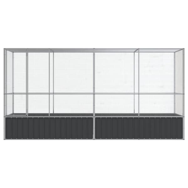 vidaXL Voliere med forlengelse sølv 418,5x107x212 cm stål