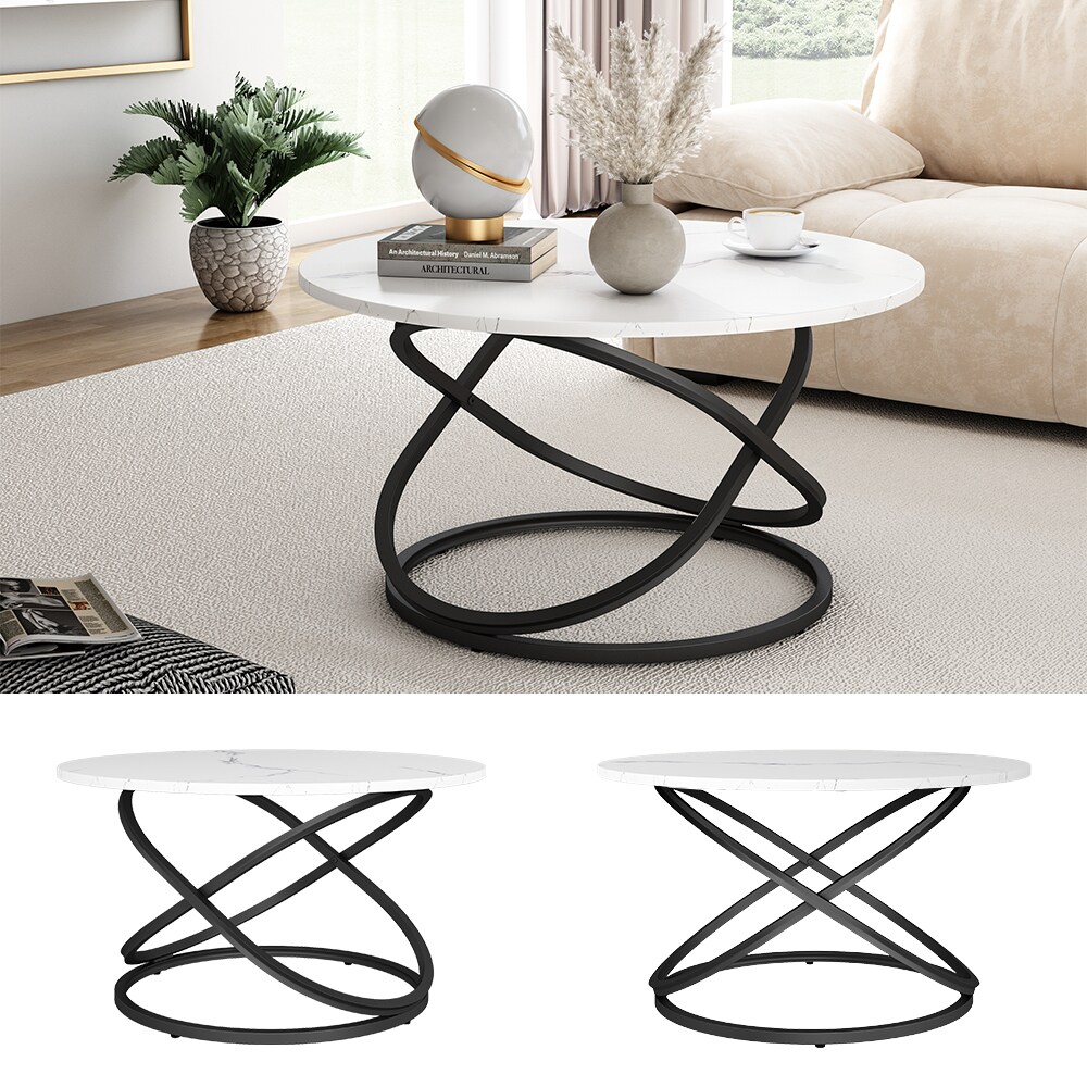 Vicco Couchtisch Calgary Weiß Marmor-Optik 80 x 46 cm Wohnzimmertisch