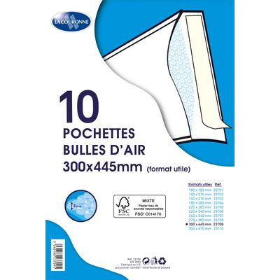 La Couronne - 10 Pochettes bulles - 300 x 445 mm - autocollant - blanc