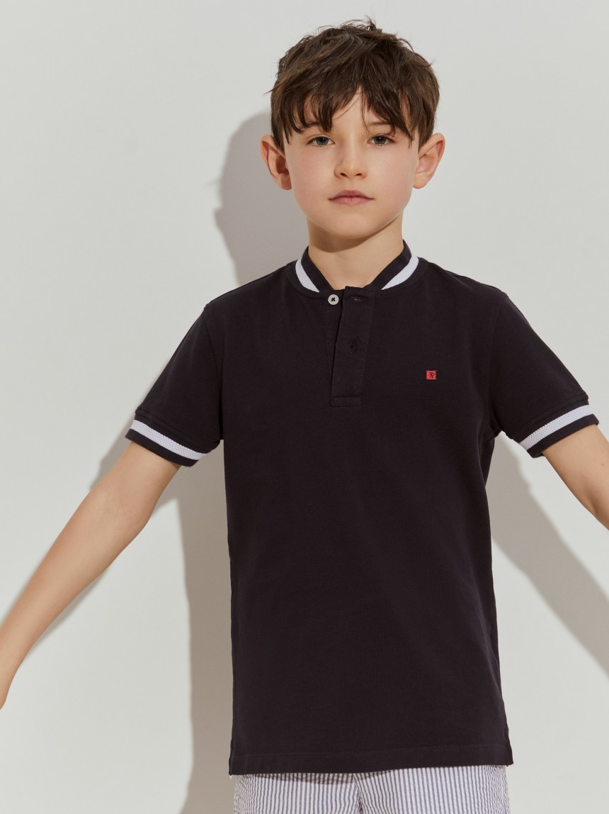 Polo piqué bicolor de algodão