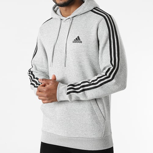 Sweat Capuche A Bandes 3 Stripes GK9084 Gris Chiné