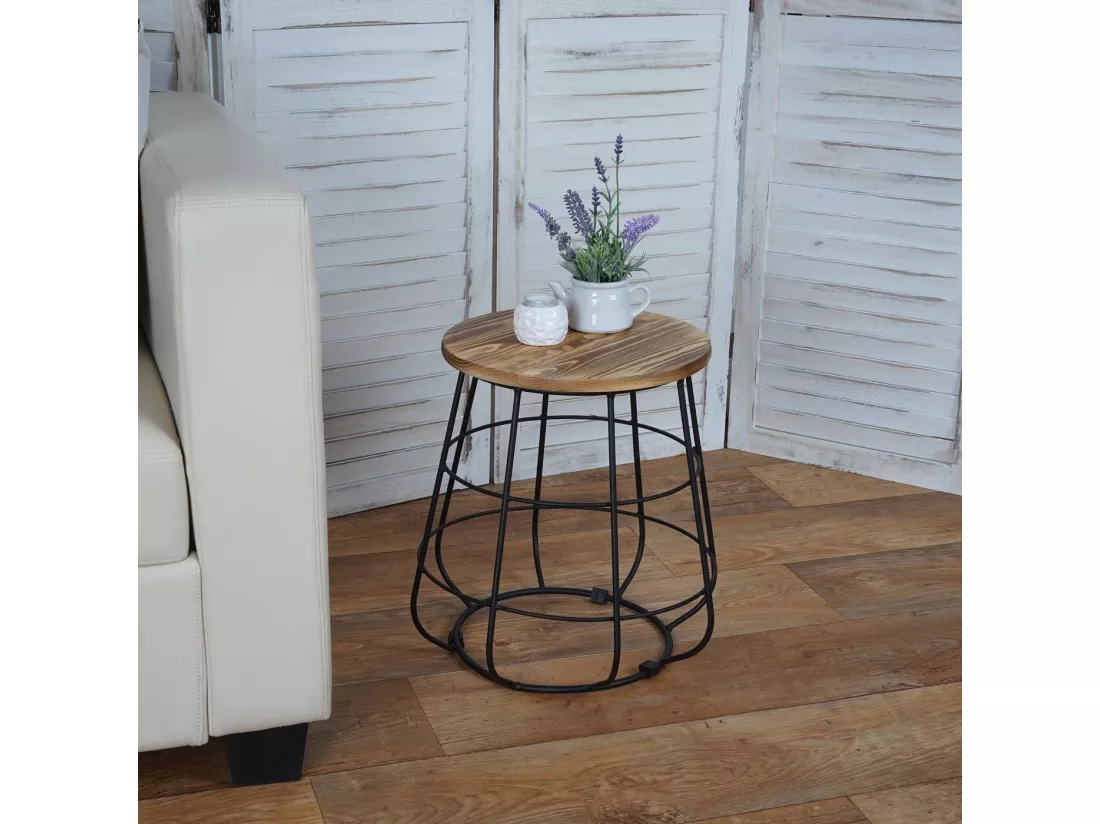 Table d'appoint table de bois marron 35 x 35 x 40 cm MDJ04119
