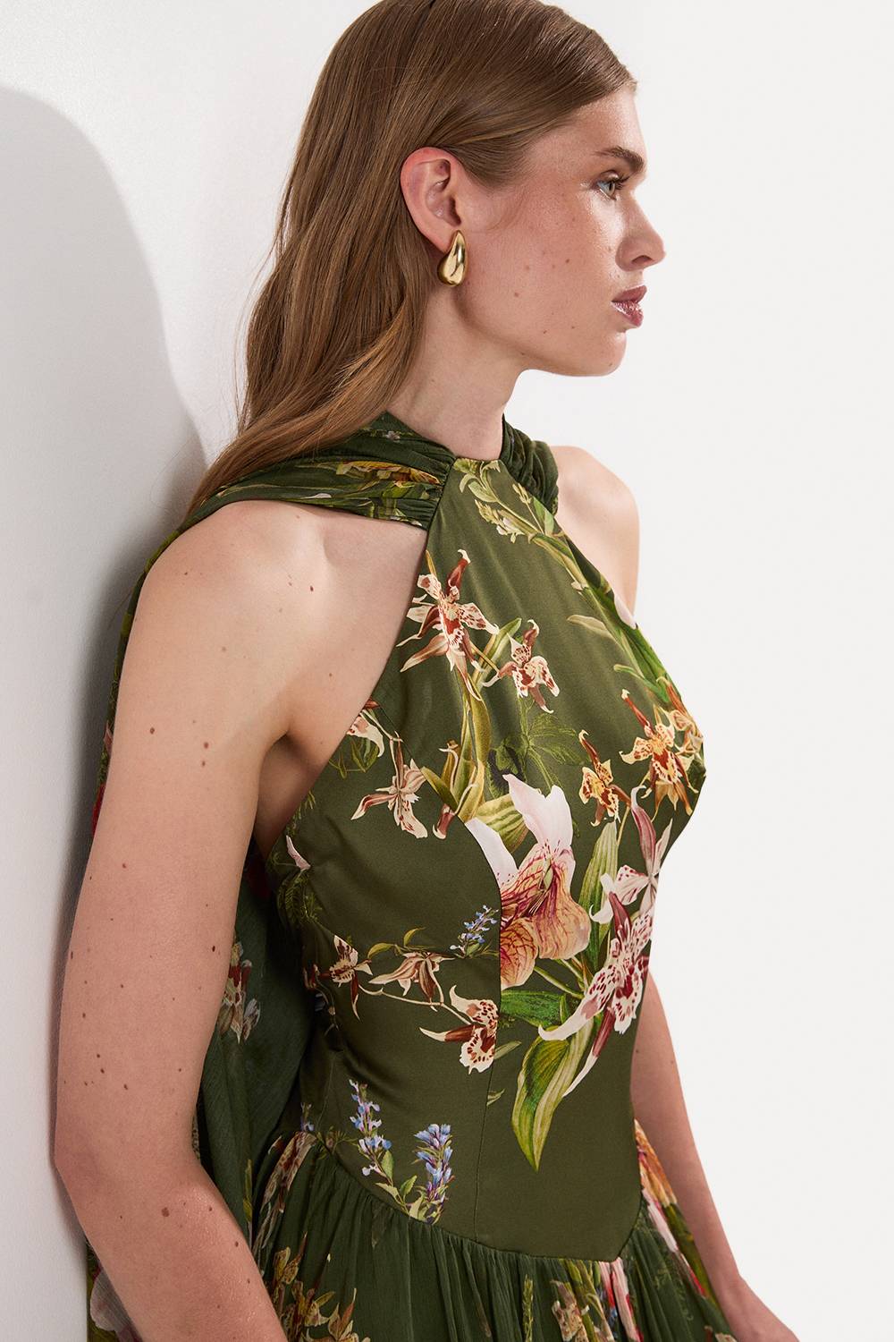 KarenMillen Robe maxi nuisette Tall Garden Floral en mélange de viscose, georgette et satin