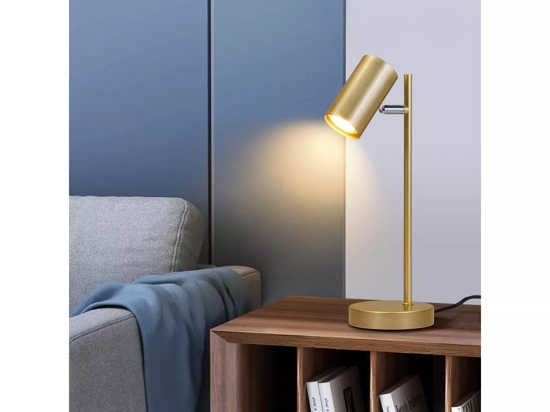 NETTLIFE lampe de chevet lampe de table de salon or pivotante 350° GU10 or en métal bureau