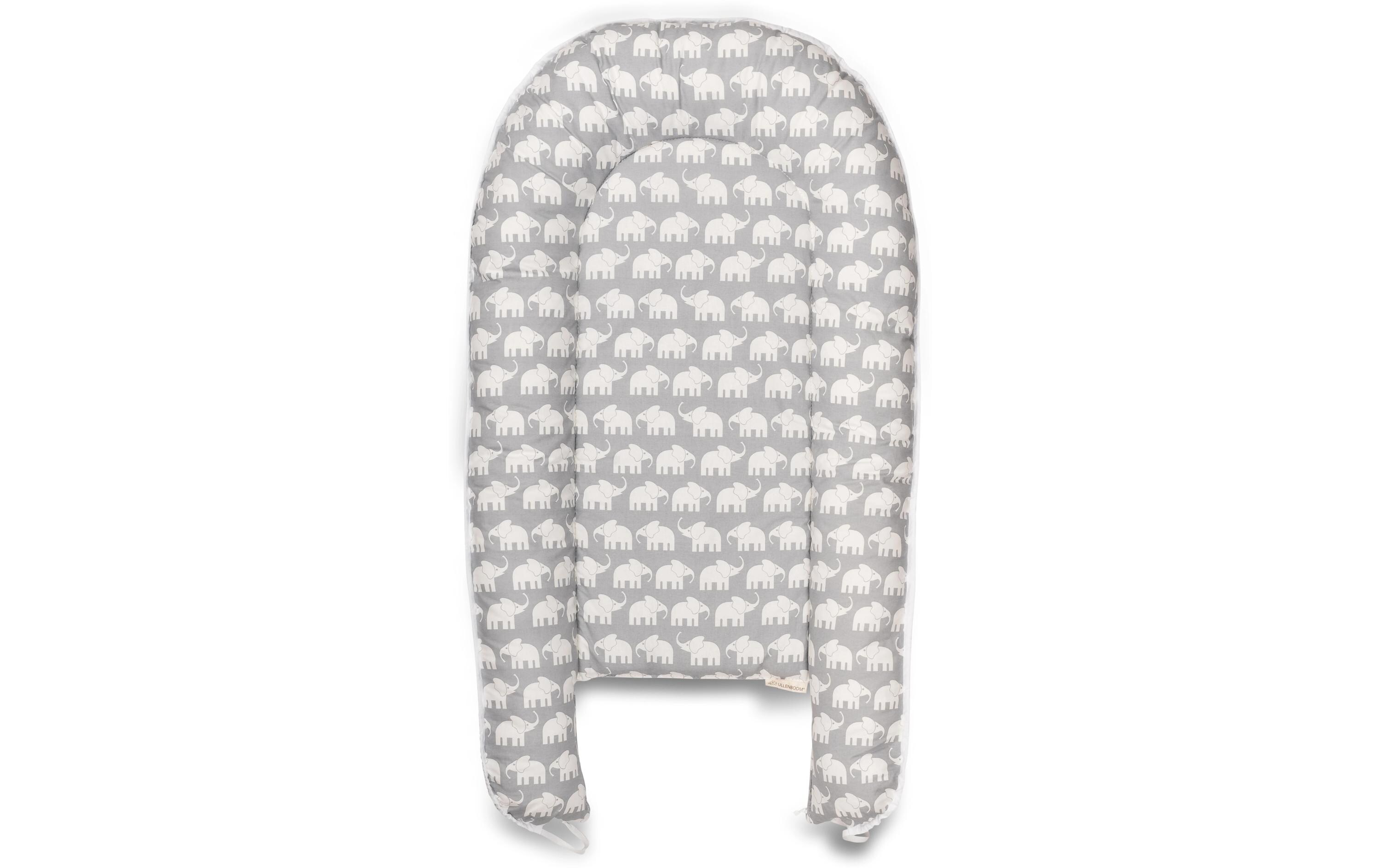 Babynest Graue Elefanten 55 x 95 cmKuschelnest