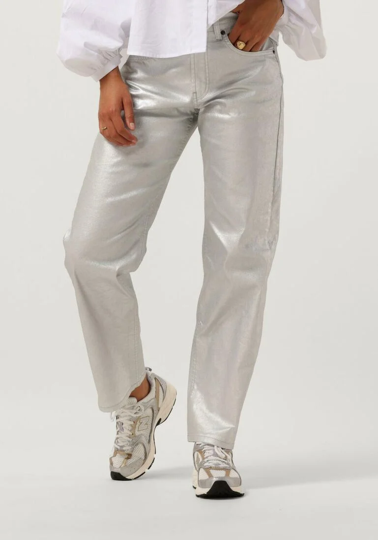 CO\\'COUTURE zilveren co'couture wijde broek silver straight hip jeans