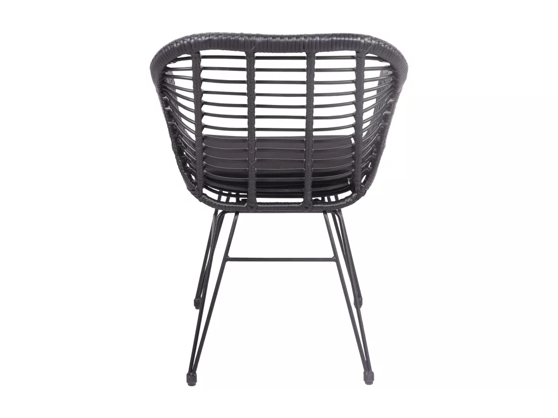 Lot de 2 fauteuils en rotin synthétique noirs avec coussins CINTA - HAPPY GARDEN