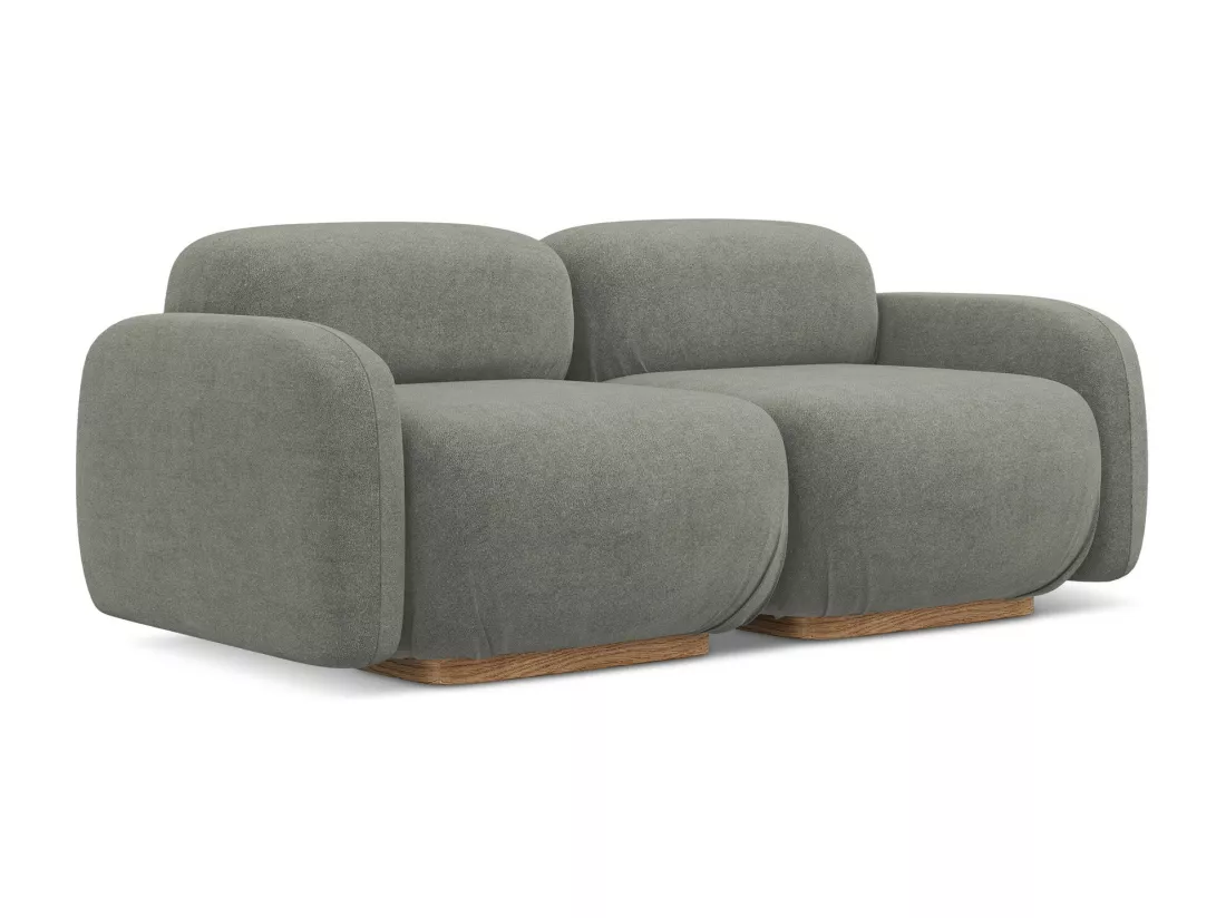 Canapé modulable 3 places en tissu bouclette - beige gris - AILANI