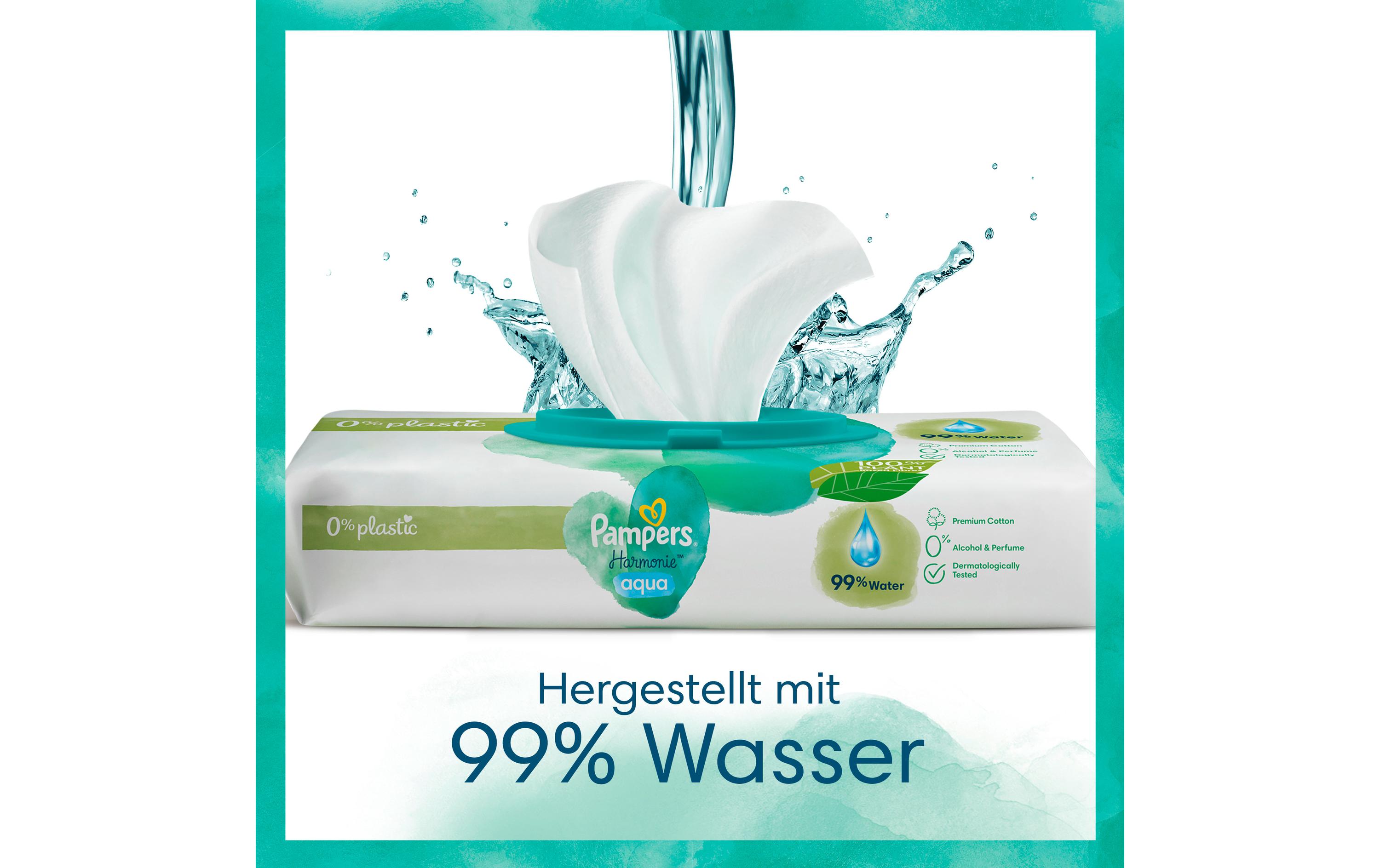 Feuchttücher Harmonie Aqua Giga Pack 15 x 48 Stk.Für eine sanfte Reinigung von Gesicht, Hand oder Po Ihres Babys
