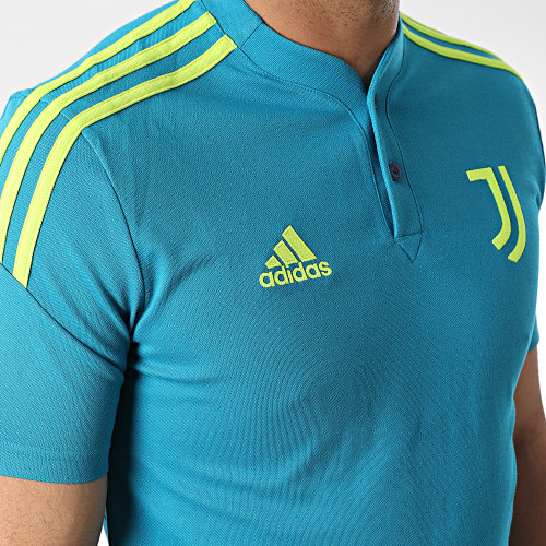 Polo Manches Courtes A Bandes Juventus HA2625 Turquoise