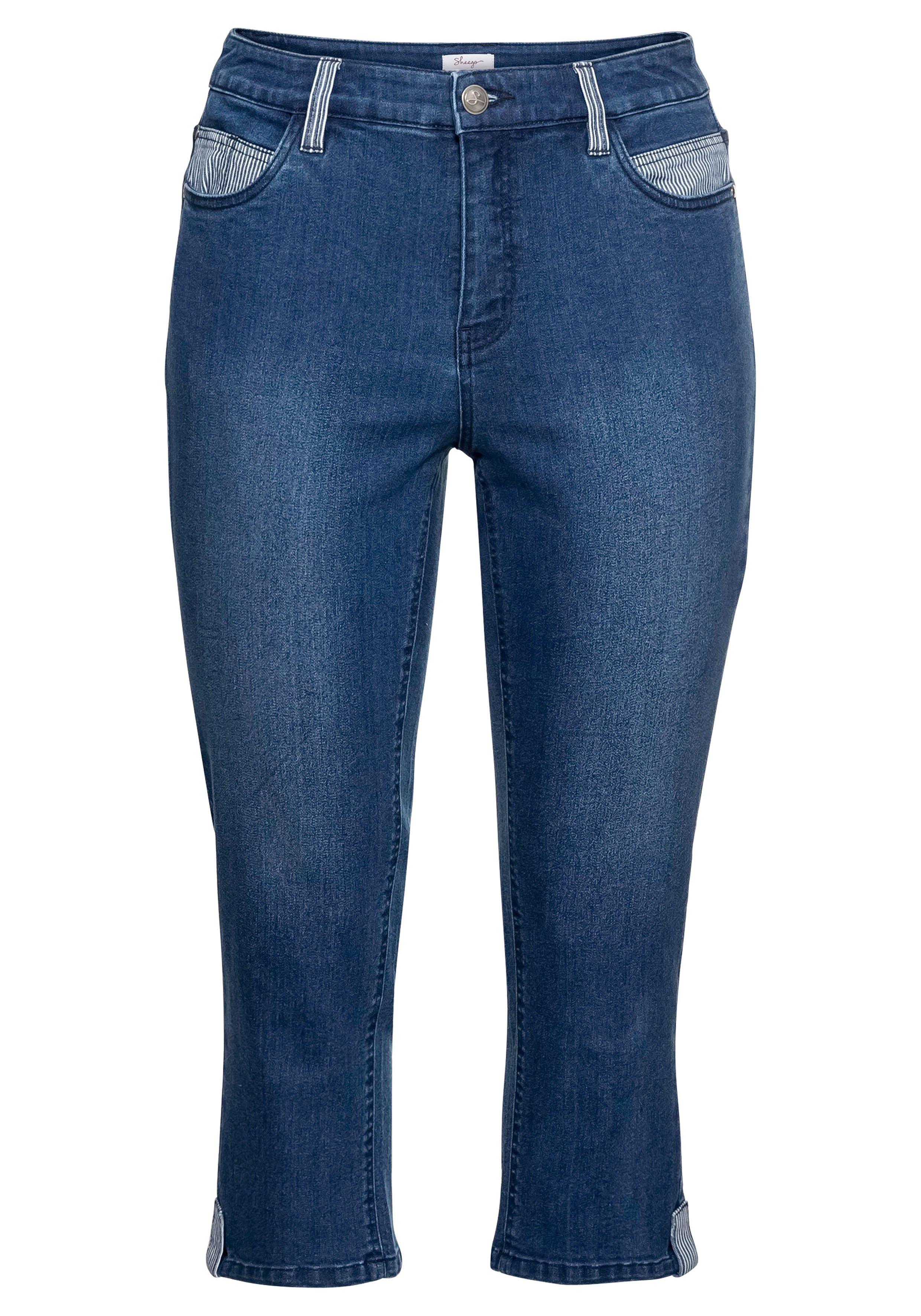 Schmale Jeans in 7/8-Länge, mit Kontrastdetails