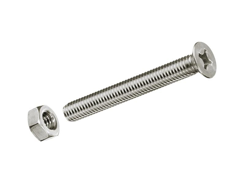 FTM Metrische Schrauben M 8 x 50 mm, mit Muttern, Stahl, 2 DIN 965 Senkkopf Gewindeschrauben aus blau verzinktem Stahl