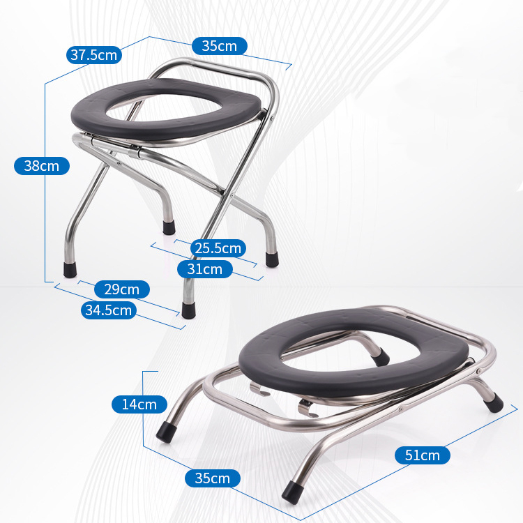 Klappbare Camping Toilette Outdoor WC Stuhl - Schwarz / Silber
