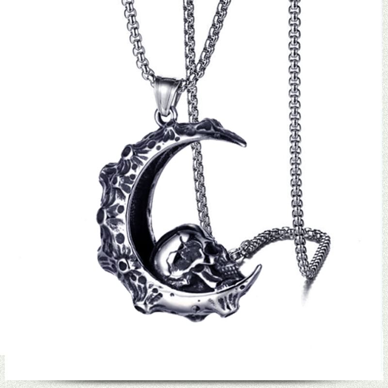 Prushia - Schedelmaanhanger / ketting van roestvrij staal