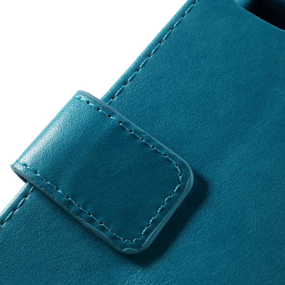 iPhone SE (2022/2020) / 8 / 7 Leder Tasche mit Kartenfach   Handschlaufe Butterfly Flowers - Blau