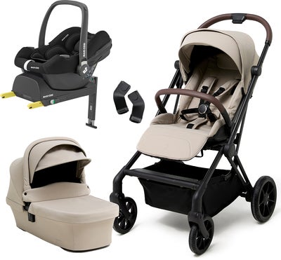 Beemoo Pro Twist Duovogn Inkl. MaxiCosi CabrioFix Babybilstol & Base, Latte Beige/Essential Black