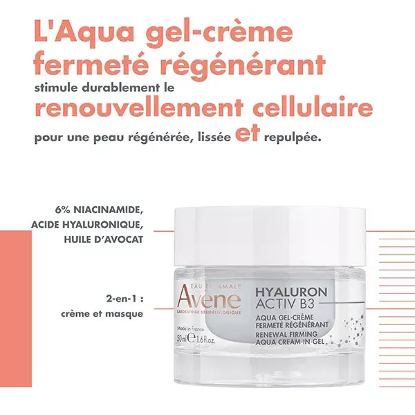 Avène Hyaluron Activ B3 Jour Aqua Gel Crème Régénération Cellulaire 50ml