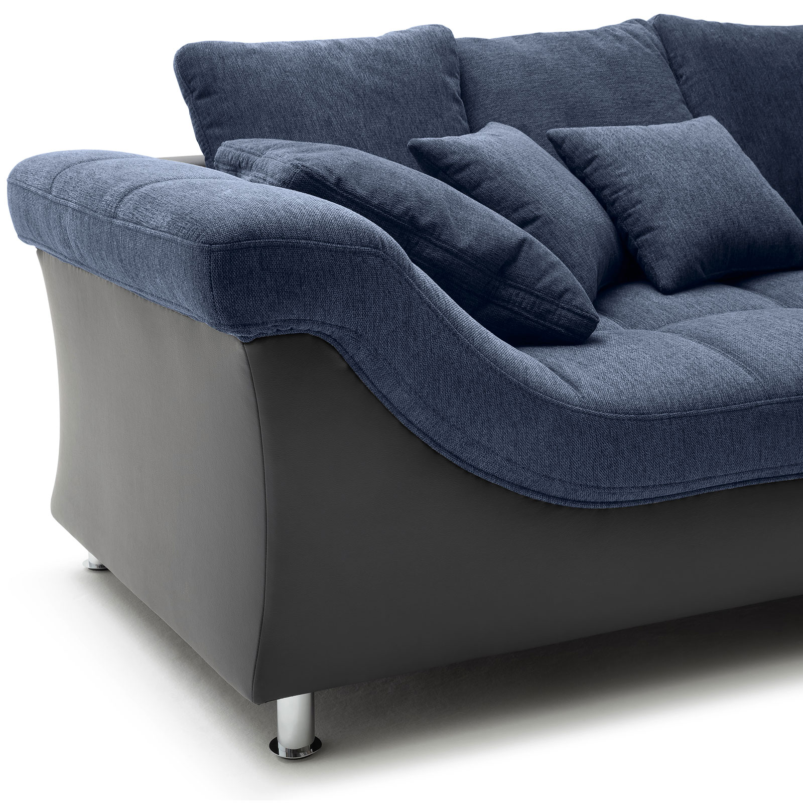 Ecksofa - blau-anthrazit - beidseitig montierbar