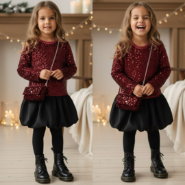Sparkle elegance dress & bag - bordeaux