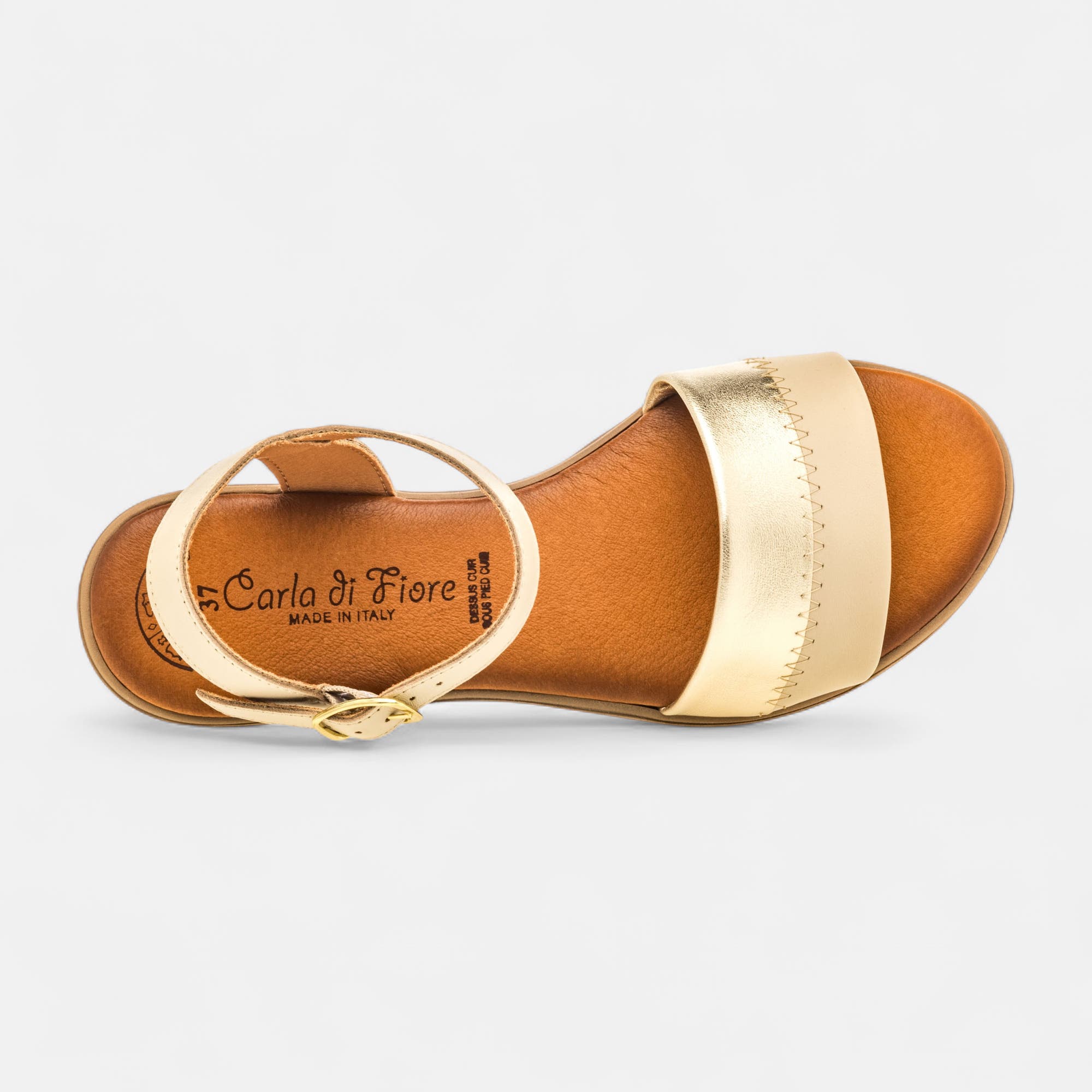 Nu-pieds Femme en cuir beige