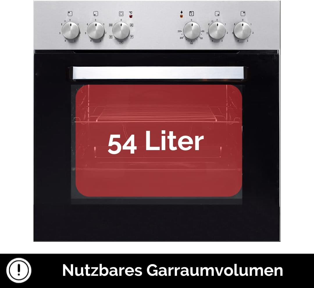 PKM Einbauherset BIC4-2KB GKU IX2 | Glaskeramik-Kochfeld |mit 4 Kochzonen | 2-Kreis und Bräterzone | 5 Backofenfunktionen | 54 Liter Garraum