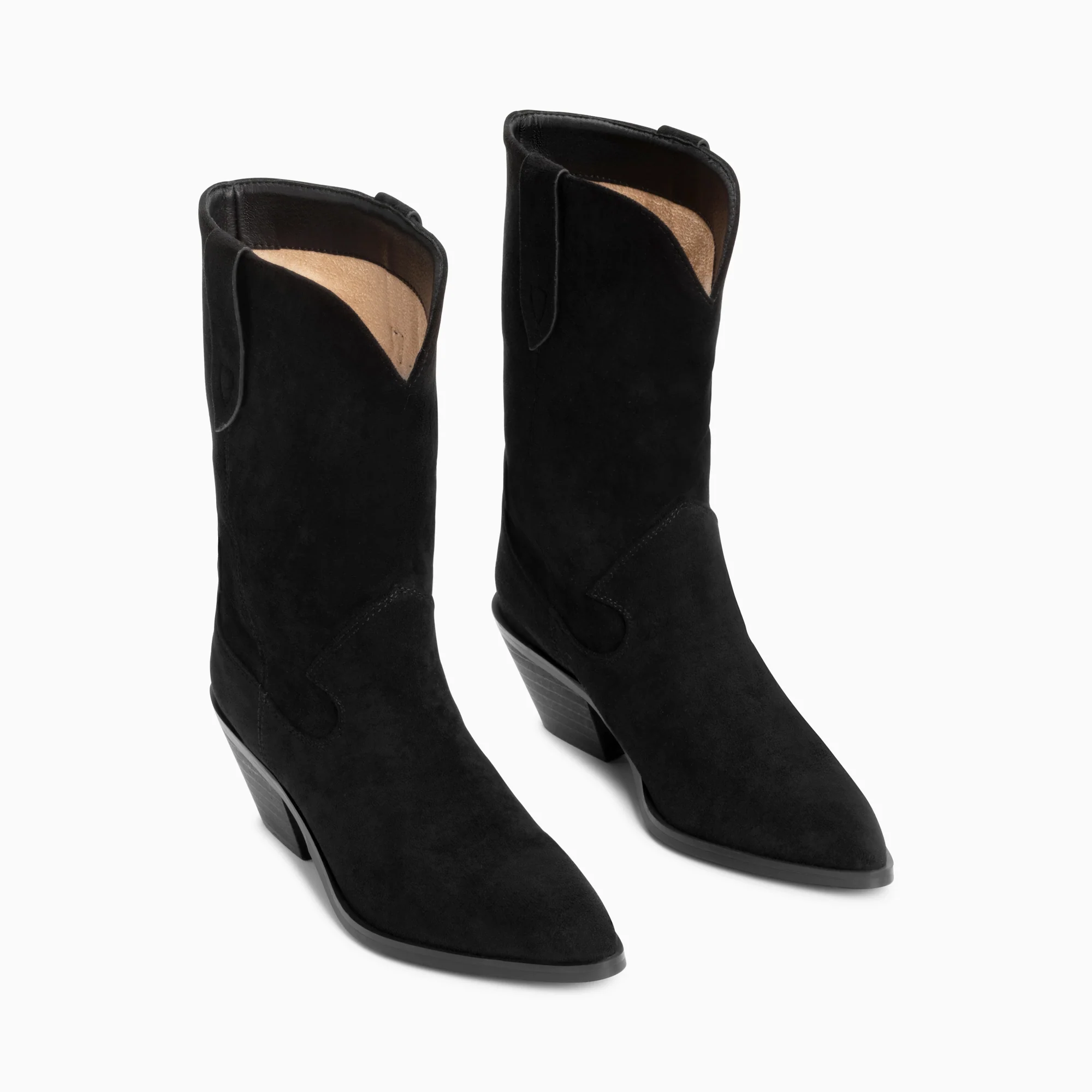Bottines-Bottines santiags Beverly noires mi-mollet
