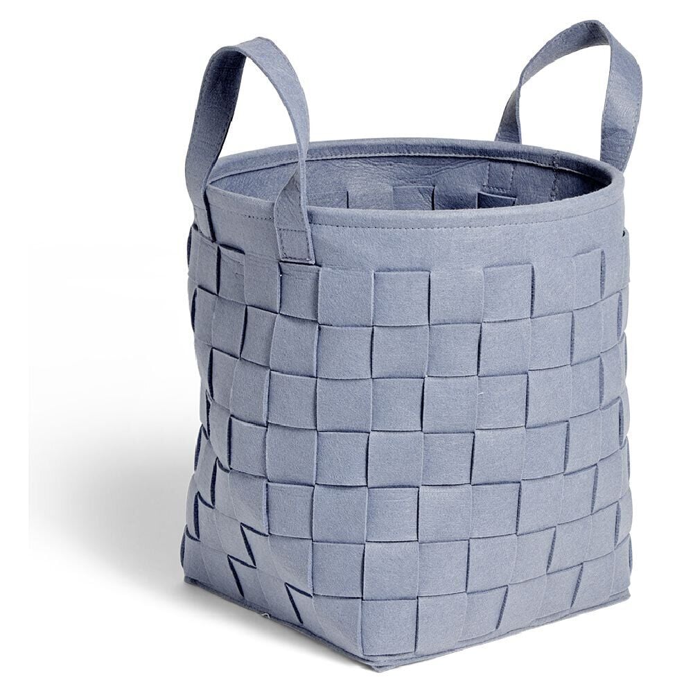 Panière à linge ronde 29L Ø32xH36cm feutrine bleu