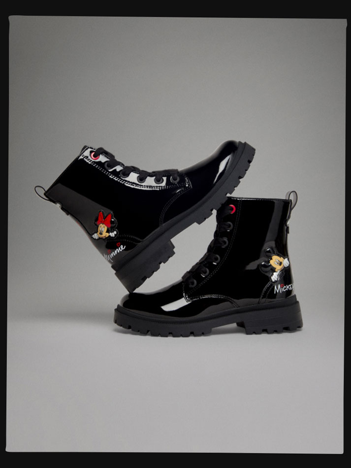 Bota de couro envernizado MICKEY&MINNIE ©DS - Preta