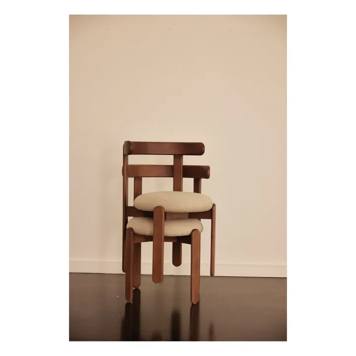 Gabrielle Paris Chaise Lilas en bois, assise en lin  | Blanc cassé