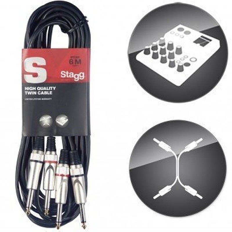 Stagg STC10P jackkabel twin 10 meter