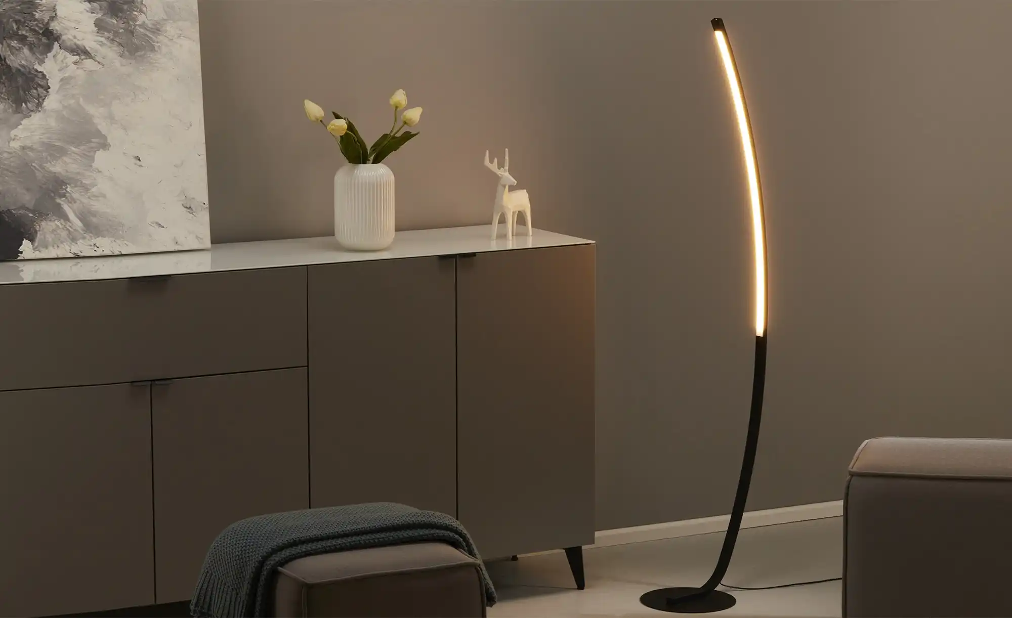 KHG LED-Stehleuchte, schwarz mit Dimmer