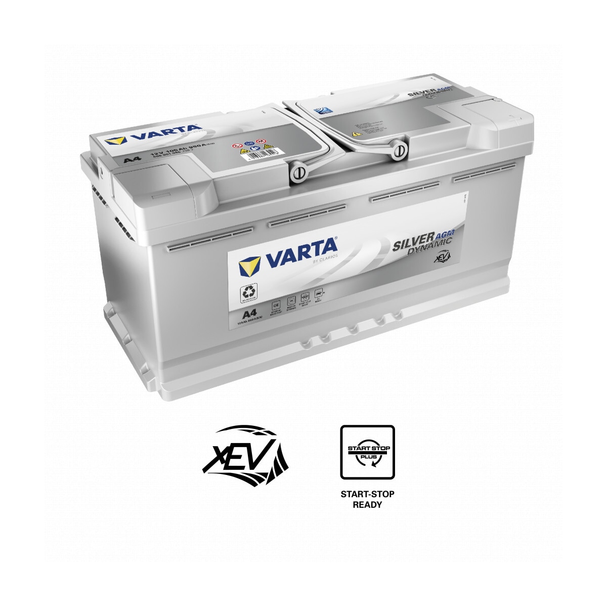 VARTA Silver Dynamic AGM Batteri 12V 105AH 950CCA (394x175x190/190mm) +høyre A4