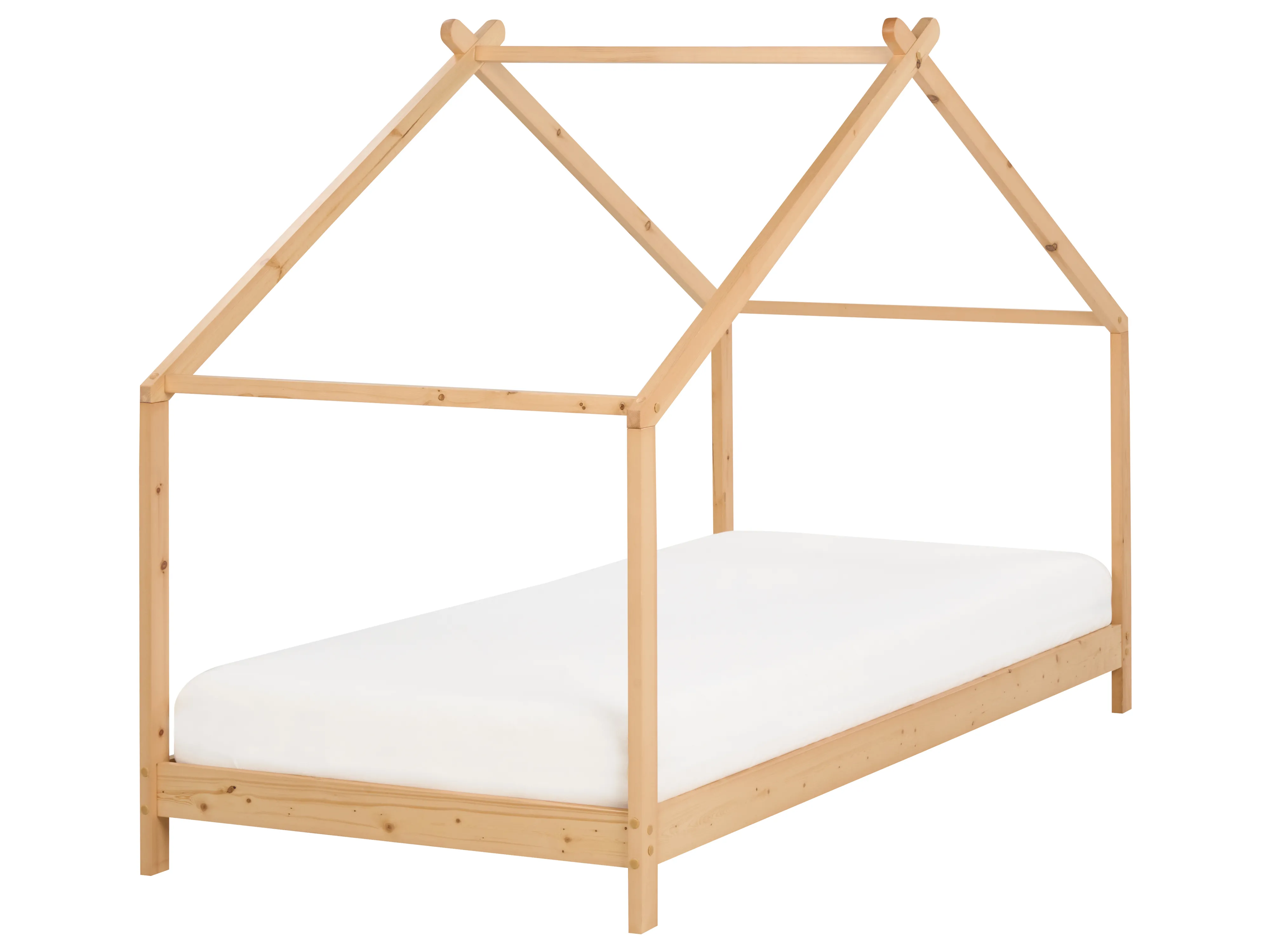 Kinderbed Huis Dennenhout ORLU 90 x 200 cm Lichtbruin