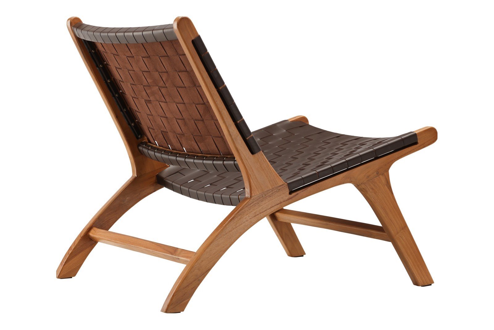 Rike stol Brun PU skinn, ben og ramme i teak\n