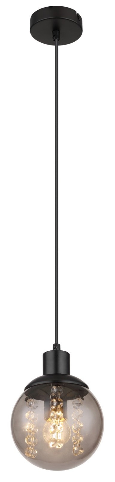 Hängeleuchte - schwarz-rauchfarben - 150 cm