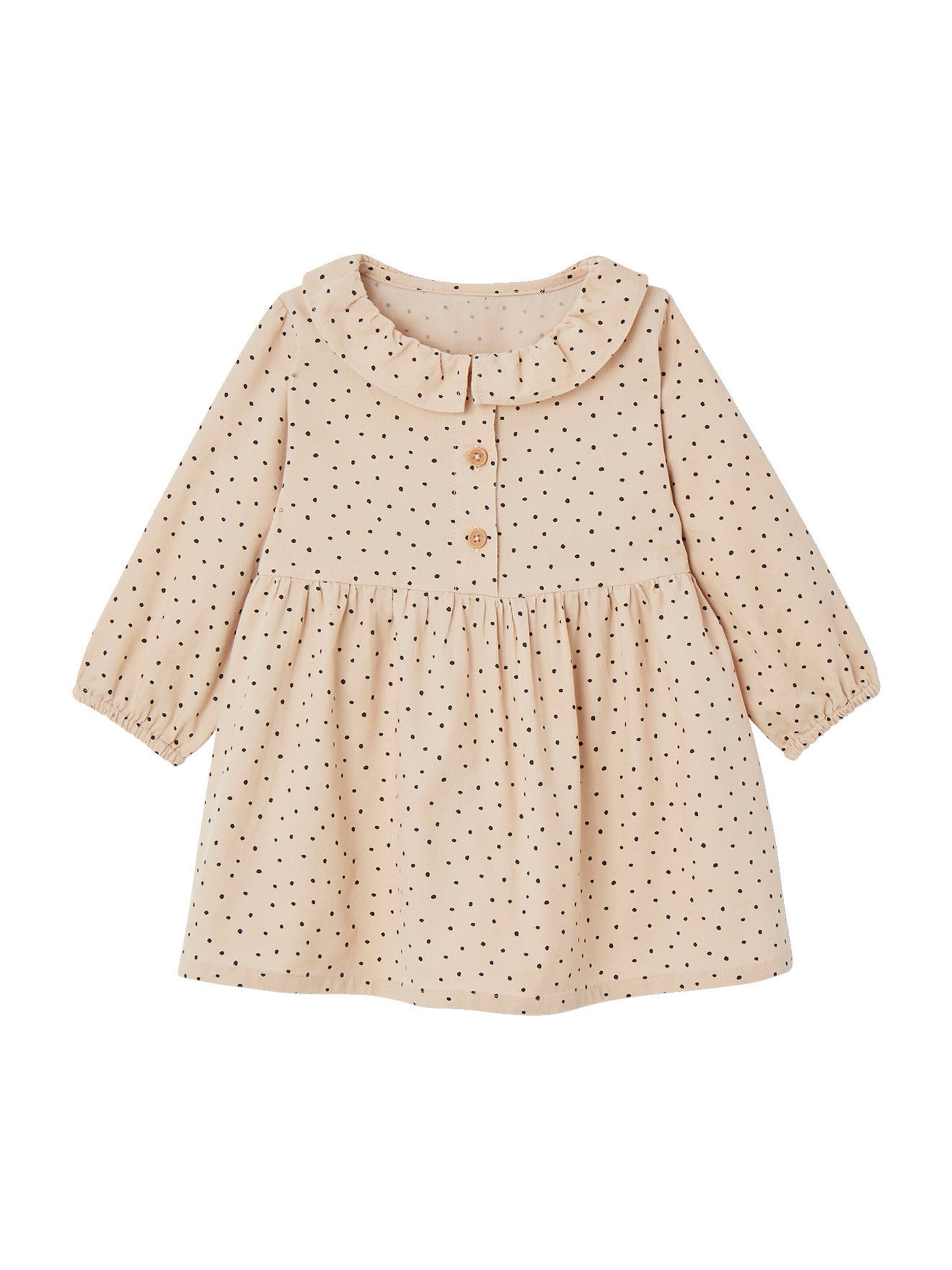 Vertbaudet Baby Kleid aus Feincord mit Volantkragen beige
