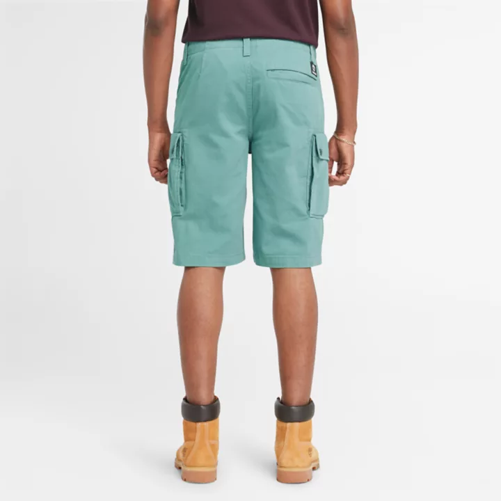 Short cargo en sergé pour homme en bleu sarcelle