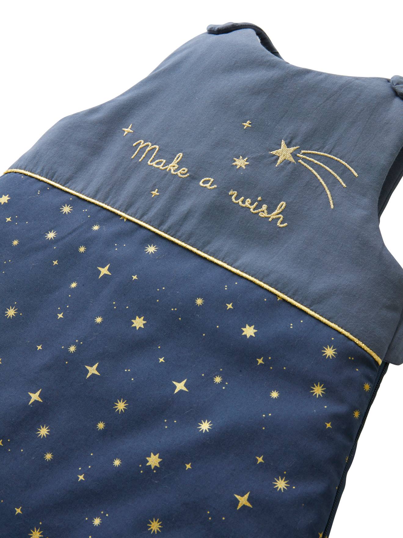 Cardigã sem mangas azul escuro liso da Make A Wish com estampas.