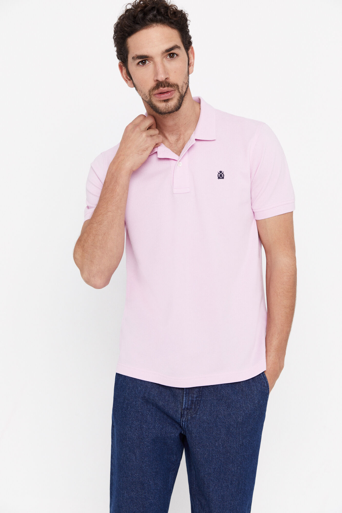 Camisa polo com logotipo - Rosa