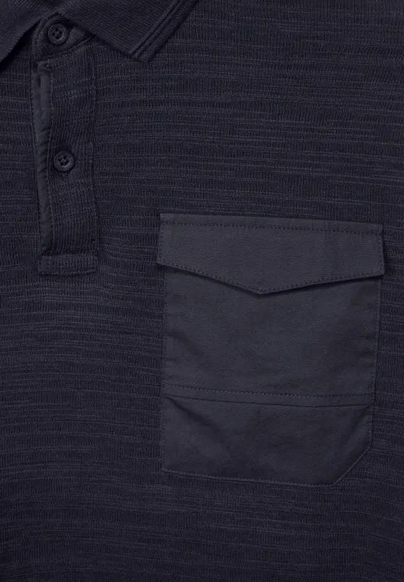 Winterslub Polo Langarmshirt - nightshadow blue