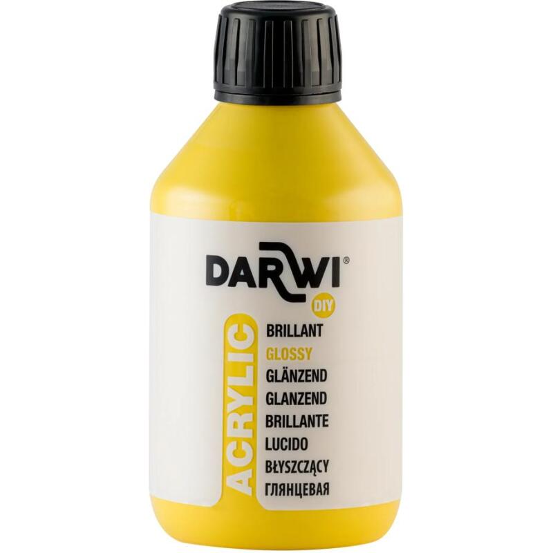 Darwi Flacon de 250 ml de Peinture Acrylique Universelle Brillante - jaune soleil