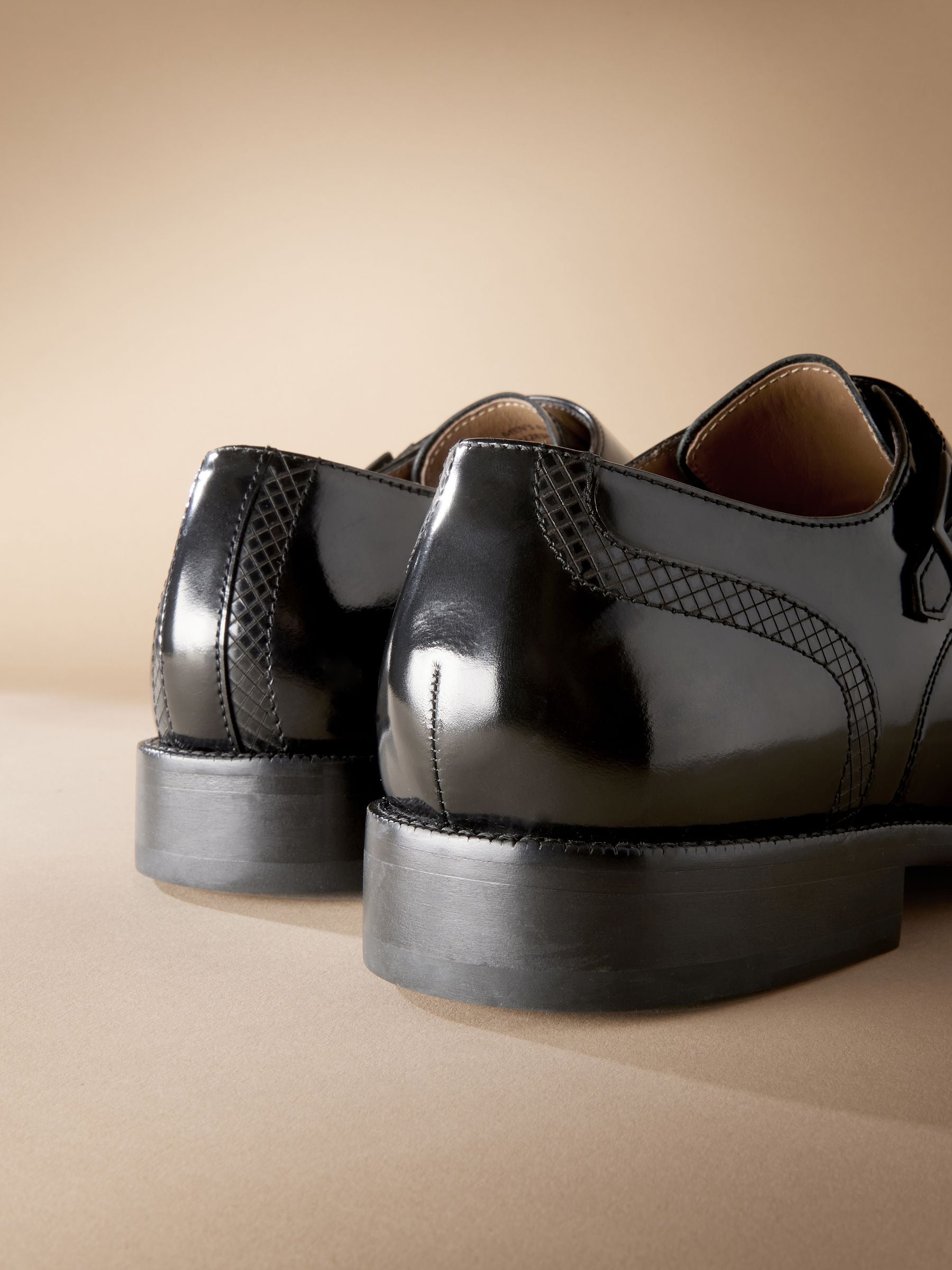 Zwart - Signature leren monnikschoenen met leren zool en dubbele gespen