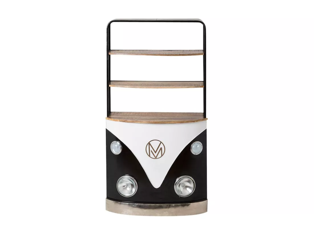Meuble bar noir avec plateaux en bois de manguier Combi