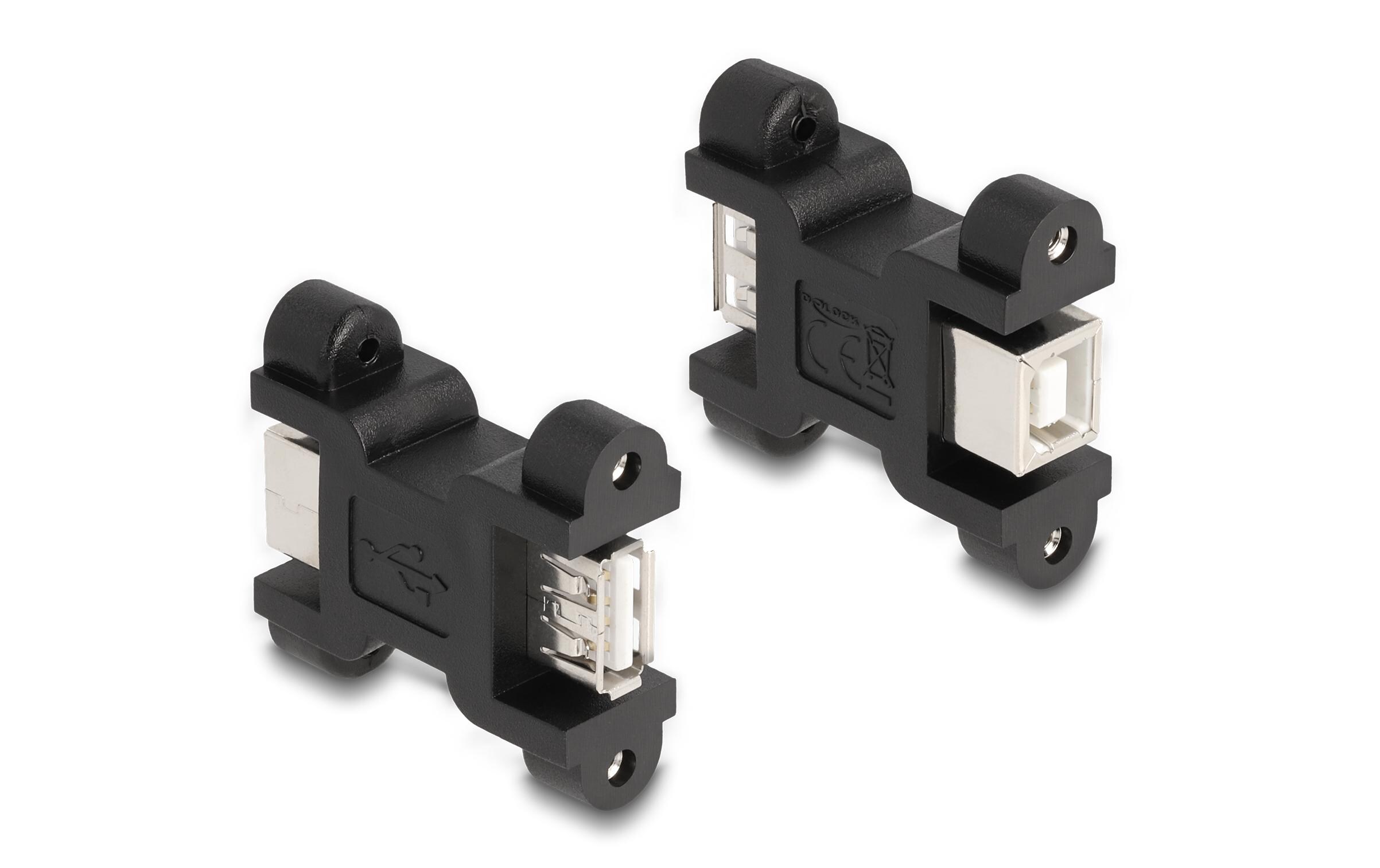 USB 2.0 Adapter USB-A Buchse - USB-B BuchseDelock USB 2.0 Adapter Typ-A Buchse zu Typ-B Buchse mit Schraubanschluss