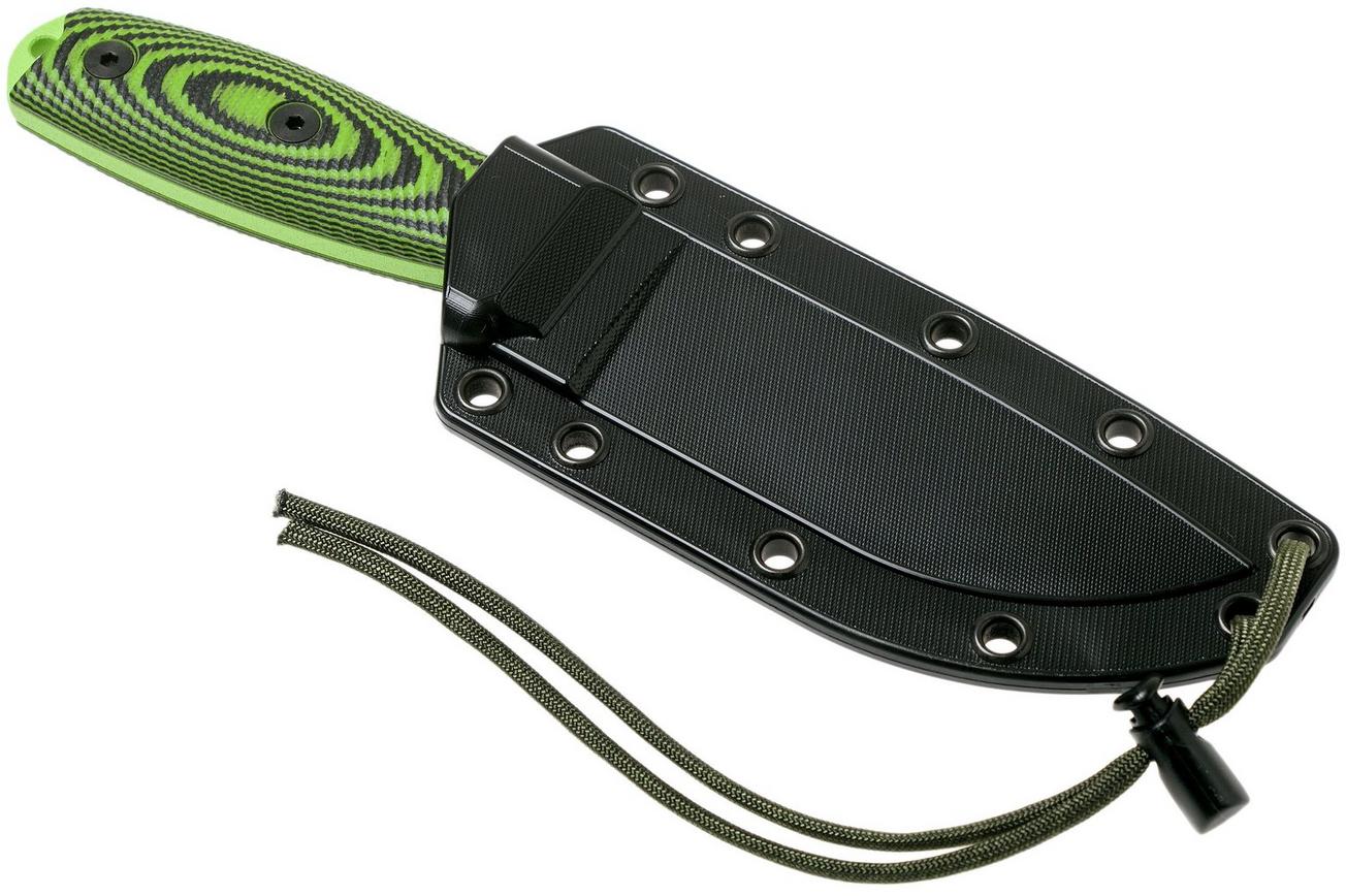 ESEE Model 4 Venom Green Blade 3D Neon Green-Black G10 survivalmes 4PVG-007 zwarte schede   riemclip