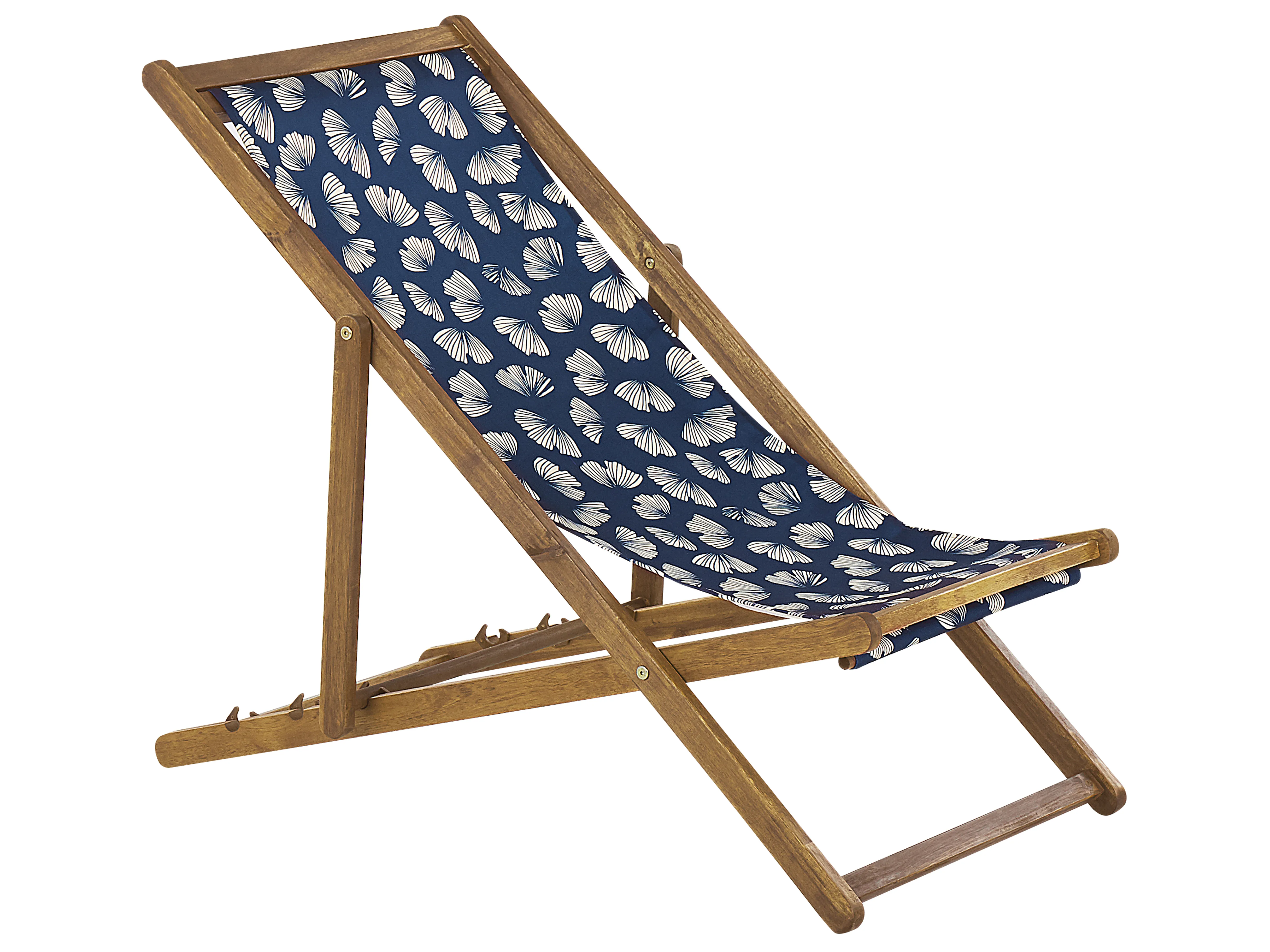 Set van 2 inklapbare ligstoelen ANZIO met vervangingshoezen Bloemen motief Acaciahout Lichtbruin